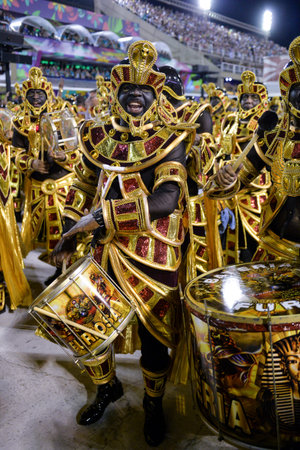 Rio, Brazil - february 12, 2018: Samba School Salgueiro perform at Marques de Sapucai known as...
