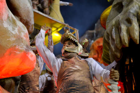 Rio, Brazil - february 12, 2018: Samba School Imperatriz Leopoldinense perform at Marques de Sapucai known as Sambodromo, for the Carnival Samba Parade competition.のeditorial素材