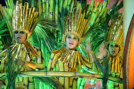 Rio, Brazil - february 11, 2018: Samba School Mocidade Padre Miguel perform at Marques de Sapucai...