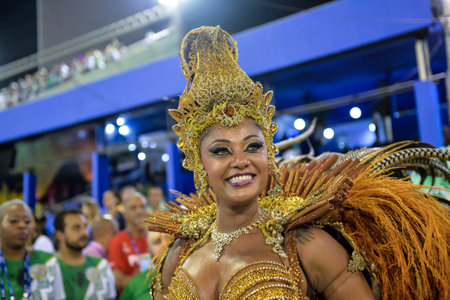Rio, Brazil - february 11, 2018: Samba School Mocidade Padre Miguel perform at Marques de Sapucai...