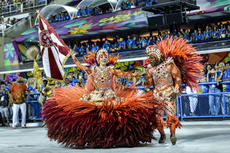 Rio, Brazil - february 17, 2018: Samba School perform at Marques de Sapucai known as Sambodromo, for the Carnival Samba Parade champions.のeditorial素材