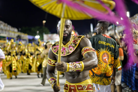Rio, Brazil - february 17, 2018: Samba School perform at Marques de Sapucai known as Sambodromo, for the Carnival Samba Parade champions.のeditorial素材