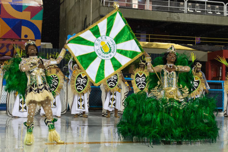 Rio, Brazil - march 01, 2019: Santa Cruz during the Carnival Samba School Carnival RJ 2019, at...