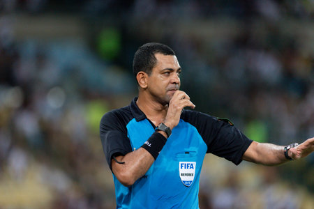 Rio, Brazil - february 9, 2019: Wagner Nascimento Magalhaes referee in match between Vasco and Flamengo by the Carioca Championship in Maracana Stadiumのeditorial素材