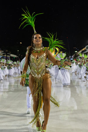Rio, Brazil - march 01, 2019: Santa Cruz during the Carnival Samba School Carnival RJ 2019, at...