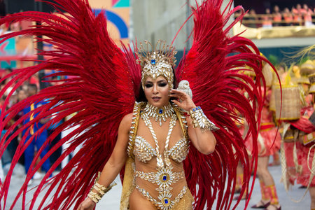 Rio, Brazil - march 03, 2019: Unidos da Tijuca during the Carnival Samba School Carnival RJ 2019, at...