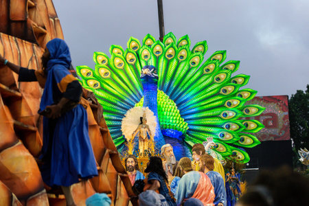 Rio, Brazil - march 03, 2019: Unidos da Tijuca during the Carnival Samba School Carnival RJ 2019, at Sambodromoのeditorial素材