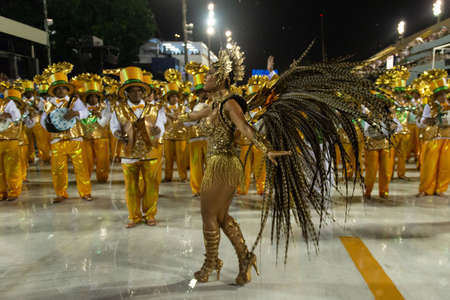 Rio, Brazil - march 01, 2019: Santa Cruz during the Carnival Samba School Carnival RJ 2019, at Sambodromoのeditorial素材