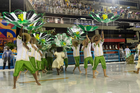 Rio, Brazil - march 01, 2019: Santa Cruz during the Carnival Samba School Carnival RJ 2019, at...