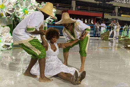 Rio, Brazil - march 01, 2019: Santa Cruz during the Carnival Samba School Carnival RJ 2019, at...