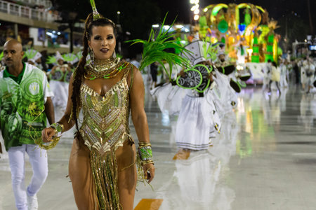 Rio, Brazil - march 01, 2019: Santa Cruz during the Carnival Samba School Carnival RJ 2019, at...