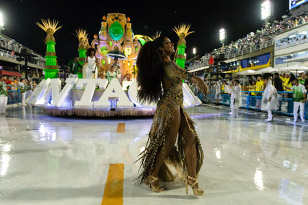Rio, Brazil - march 01, 2019: Santa Cruz during the Carnival Samba School Carnival RJ 2019, at...