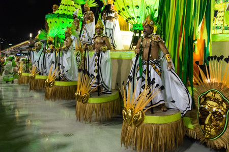 Rio, Brazil - march 01, 2019: Santa Cruz during the Carnival Samba School Carnival RJ 2019, at...
