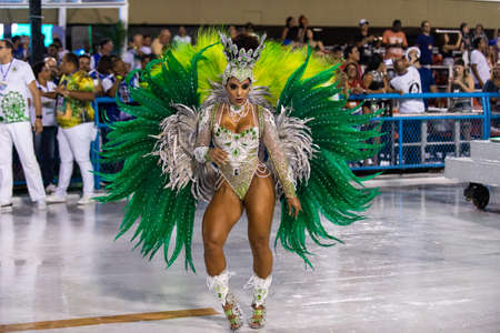 Rio, Brazil - march 03, 2019: Imperio Serrano Roxo during the Carnival Samba School Carnival RJ 2019, at Sambodromoのeditorial素材