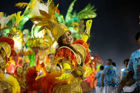 Rio, Brazil - march 01, 2019: Inocentes de Belford Roxo during the Carnival Samba School Carnival RJ 2019, at Sambodromoのeditorial素材