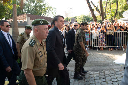 Rio de Janeiro, Brazil - may 06, 2019: Brazilian President Jair Bolsonaro attends the celebration of 130 years of the military college of Rio de Janeiroのeditorial素材