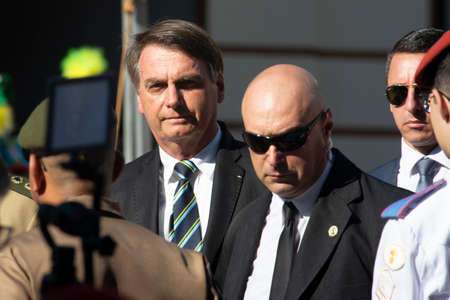 Rio de Janeiro, Brazil - may 06, 2019: Brazilian President Jair Bolsonaro attends the celebration of 130 years of the military college of Rio de Janeiroのeditorial素材