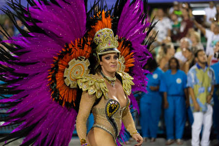 Rio, Brazil - march 04, 2019: Vila Isabel during the Carnival Samba School Carnival RJ 2019, at Sambodromoのeditorial素材