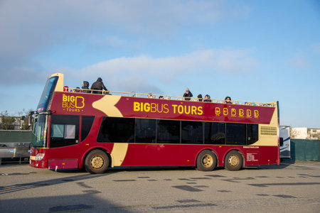 San Francisco, USA - june 03, 2019: sightseeing bus stopped in place of tourist visitation