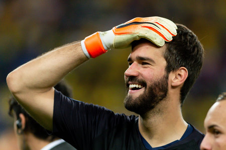 Rio, Brazil - July 7, 2019: Alisson Ramses Becker of Brazil wins Peru in 3x1 during the game of the...