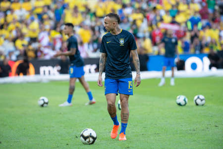 Rio, Brazil - July 7, 2019: Philippe Coutinho of Brazil entering the field before the CONMEBOL 2019 America Cup finals at Maracana Stadium.のeditorial素材