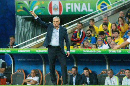 Rio, Brazil - July 7, 2019: Brazil coach Tite during the CONMEBOL 2019 America Cup finals at Maracana Stadium.のeditorial素材