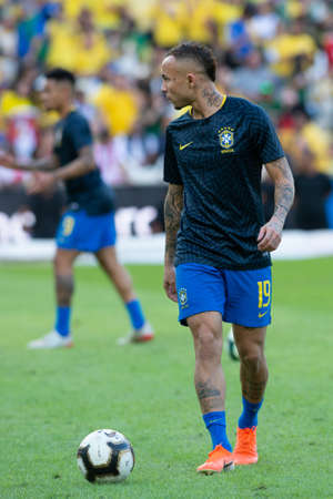 Rio, Brazil - July 7, 2019: Philippe Coutinho of Brazil entering the field before the CONMEBOL 2019 America Cup finals at Maracana Stadium.のeditorial素材