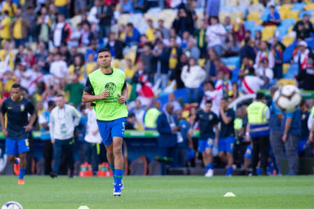 Rio, Brazil - July 7, 2019: Casemiro of Brazil entering the field before the CONMEBOL 2019 America Cup finals at Maracana Stadium.のeditorial素材