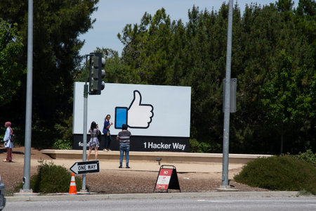 Mountain View, CA, United States - june 05, 2019: main building of Facebook colorful headquarter, ...