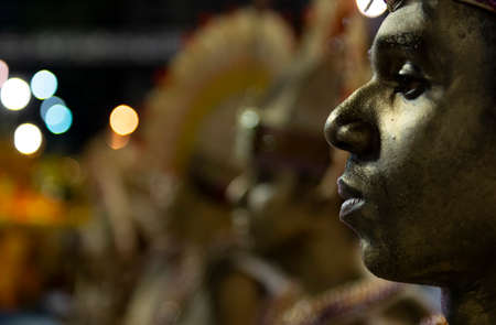 Rio, Brazil - march 02, 2019: Unidos de Bangu during the Carnival Samba School Carnival RJ 2019, at Sambodromo, honor committee black faceのeditorial素材