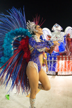 Rio, Brazil - march 02, 2019: Estacio de Sa during the Carnival Samba School Carnival RJ 2019, at...
