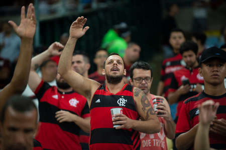 Rio, Brazil - july 31, 2019: Gerson player in match between Flamengo and Emelec by the Libertadores Cup in Maracana Stadiumのeditorial素材