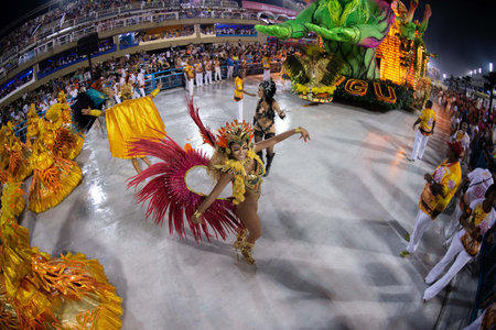 Rio, Brazil - march 02, 2019: Unidos de Bangu during the Carnival Samba School Carnival RJ 2019, at...