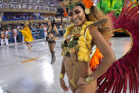 Rio, Brazil - march 02, 2019: Unidos de Bangu during the Carnival Samba School Carnival RJ 2019, at...