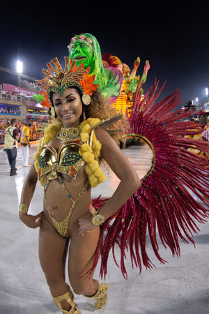 Rio, Brazil - march 02, 2019: Unidos de Bangu during the Carnival Samba School Carnival RJ 2019, at...