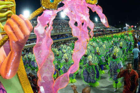 Rio, Brazil - march 02, 2019: Estacio de Sa during the Carnival Samba School Carnival RJ 2019, at Sambodromoのeditorial素材