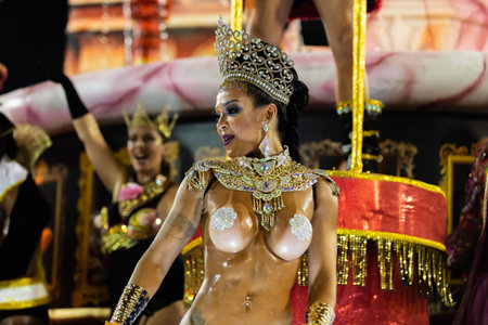 Rio, Brazil - march 02, 2019: Unidos de Bangu during the Carnival Samba School Carnival RJ 2019, at...