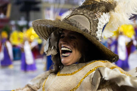 Rio, Brazil - march 02, 2019: Unidos de Bangu during the Carnival Samba School Carnival RJ 2019, at Sambodromoのeditorial素材