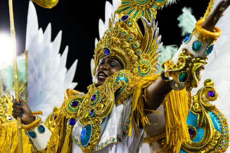 Rio, Brazil - march 04, 2019: Vila Isabel during the Carnival Samba School Carnival RJ 2019, at Sambodromoのeditorial素材
