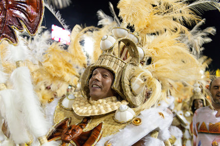 Rio, Brazil - march 03, 2019: Salgueiro during the Carnival Samba School Carnival RJ 2019, at...