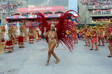 Rio, Brazil - march 03, 2019: Unidos da Tijuca during the Carnival Samba School Carnival RJ 2019, at...