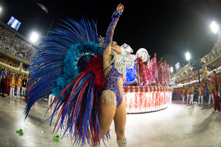 Rio, Brazil - march 02, 2019: Estacio de Sa during the Carnival Samba School Carnival RJ 2019, at...