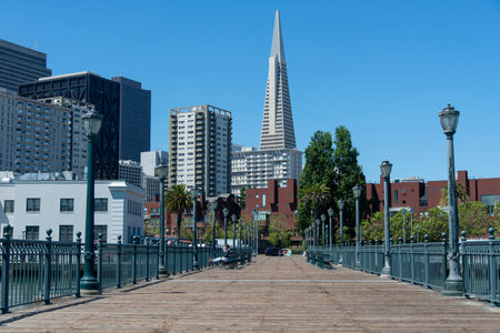 San Francisco, June 03, 2019 - scenic view of the island of San Francisco Bay from the famous...