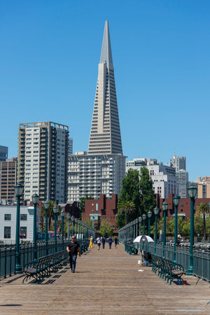 San Francisco, June 03, 2019 - scenic view of the island of San Francisco Bay from the famous...