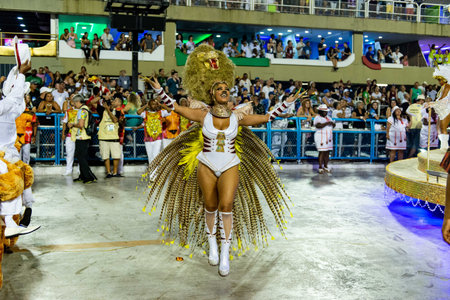 Rio, Brazil - march 02, 2019: Estacio de Sa during the Carnival Samba School Carnival RJ 2019, at...