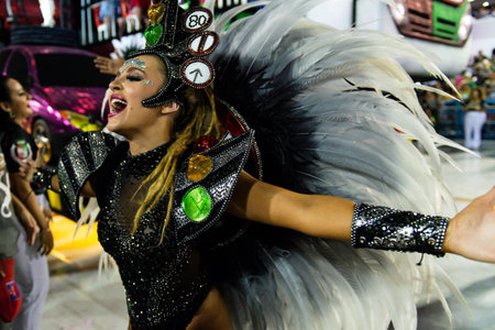 Rio, Brazil - march 03, 2019: Grande Rio during the Carnival Samba School Carnival RJ 2019, at...