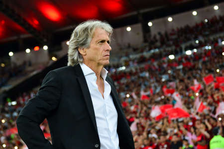 Rio, Brazil - october 23, 2019: Jorge Jesus coach during Flamengo vs Gremio match valid for the return game of the Libertadores Cup semifinal, held at Maracana Stadium.のeditorial素材