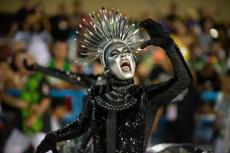 Rio, Brazil - march 03, 2019: Grande Rio during the Carnival Samba School Carnival RJ 2019, at...