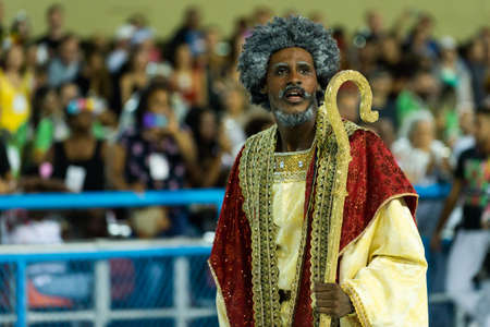 Rio, Brazil - march 03, 2019: Grande Rio during the Carnival Samba School Carnival RJ 2019, at Sambodromoのeditorial素材