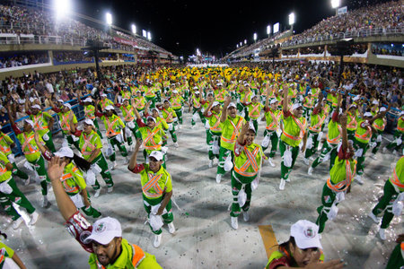 Rio, Brazil - march 03, 2019: Grande Rio during the Carnival Samba School Carnival RJ 2019, at...
